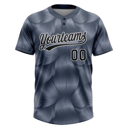 Custom Softball Jersey Two-Button Unisex Gray Black-White Soft Fabric Custom Steel Gray Black-White Two-Button Unisex Softball