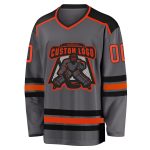 Custom Steel Gray Orange Black Hockey Jersey for Men and Women Custom Steel Gray Orange-Black Hockey Jersey