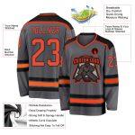 Custom Steel Gray Orange Black Hockey Jersey for Men and Women Custom Steel Gray Orange-Black Hockey Jersey