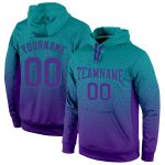 Aqua Purple Fade Custom Stitched Hoodie Pullover Sweatshirt for Fashion Sports Custom Stitched Aqua Purple Fade Fashion Sports