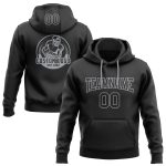 Custom Black Gray Stitched Football Hoodie Sweatshirt Pullover for Men Custom Stitched Black Black-Gray Football Pullover