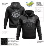 Custom Black Gray Stitched Football Hoodie Sweatshirt Pullover for Men Custom Stitched Black Black-Gray Football Pullover
