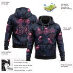 Black Pink 3D Pattern Flamingo Hoodie Custom Stitched Sports Pullover Sweatshirt Custom Stitched Black Black-Pink 3D Pattern