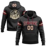 Black Crimson Cream Custom Stitched Football Hoodie Pullover Sweatshirt Custom Stitched Black Cream-Crimson Football Pullover