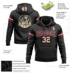 Black Crimson Cream Custom Stitched Football Hoodie Pullover Sweatshirt Custom Stitched Black Cream-Crimson Football Pullover