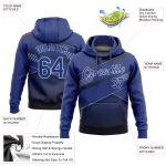 Black Royal-White 3D Pattern Sports Hoodie Custom Stitched Pullover Sweatshirt Custom Stitched Black Royal-White 3D Pattern
