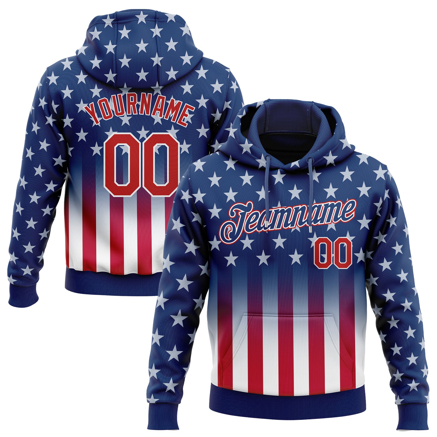 Custom Stitched Blue Red-White 3D American Flag Fashion Sports Pullover Sweatshirt Hoodie 3D American Flag Sweatshirt Hoodie, Custom Stitched Blue Red-White Pullover Fashion for Sports and Activewear Custom Stitched