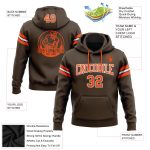 Brown Orange White Custom Stitched Football Hoodie Sweatshirt Pullover Custom Stitched Brown Orange-White Football Pullover