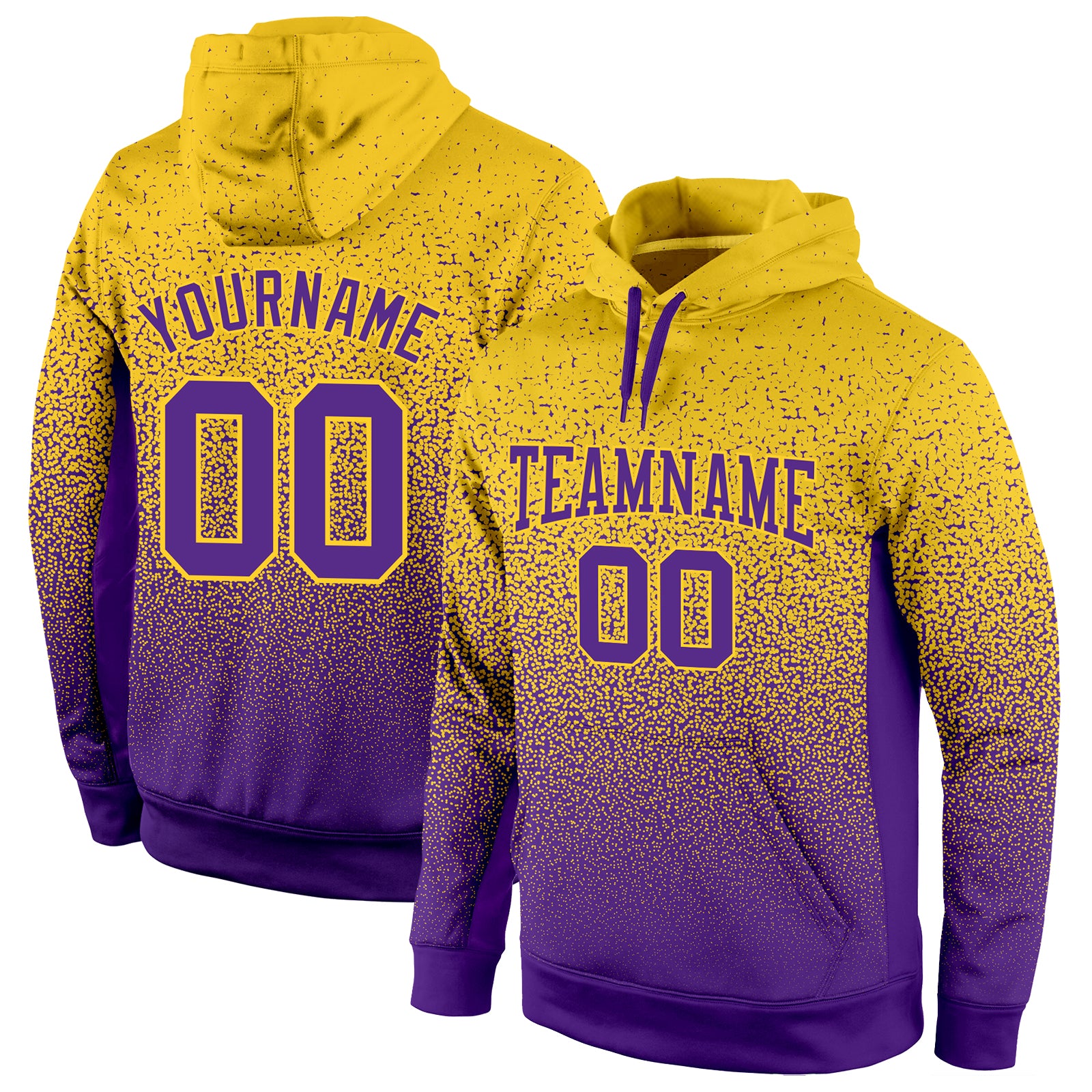 Custom Stitched Gold Purple Fade Hoodie for Fashion Sports - Pullover Sweatshirt Custom Stitched Gold Purple Fade Fashion