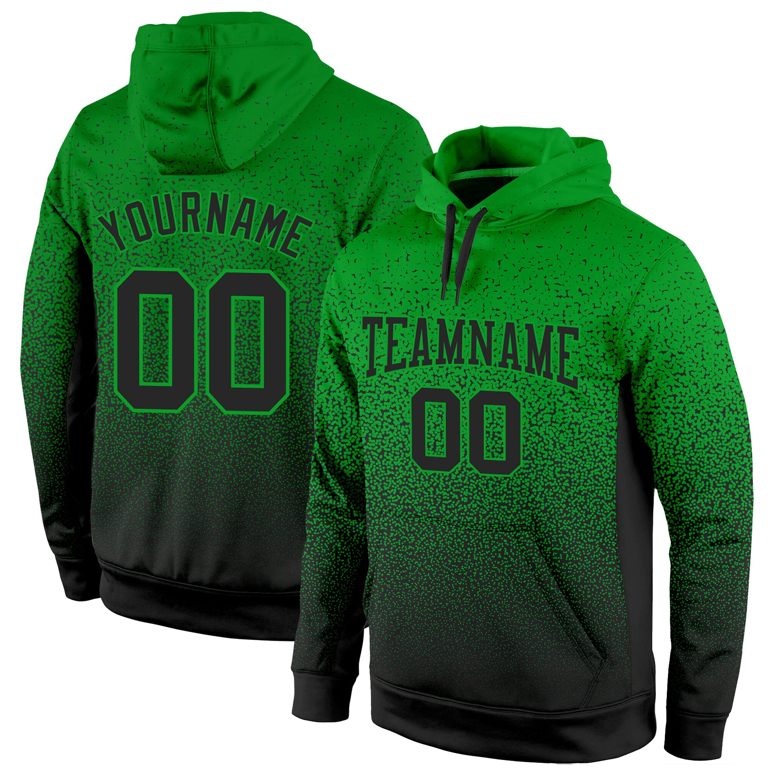 Grass Green Black Fade Custom Stitched Fashion Hoodie Pullover Sweatshirt for Sports Custom Stitched Grass Green Black Fade