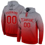 Gray Red Fade Custom Stitched Hoodie Pullover Sweatshirt for Fashion Sports Custom Stitched Gray Red Fade Fashion Sports
