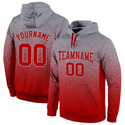 Gray Red Fade Custom Stitched Hoodie Pullover Sweatshirt for Fashion Sports Custom Stitched Gray Red Fade Fashion Sports