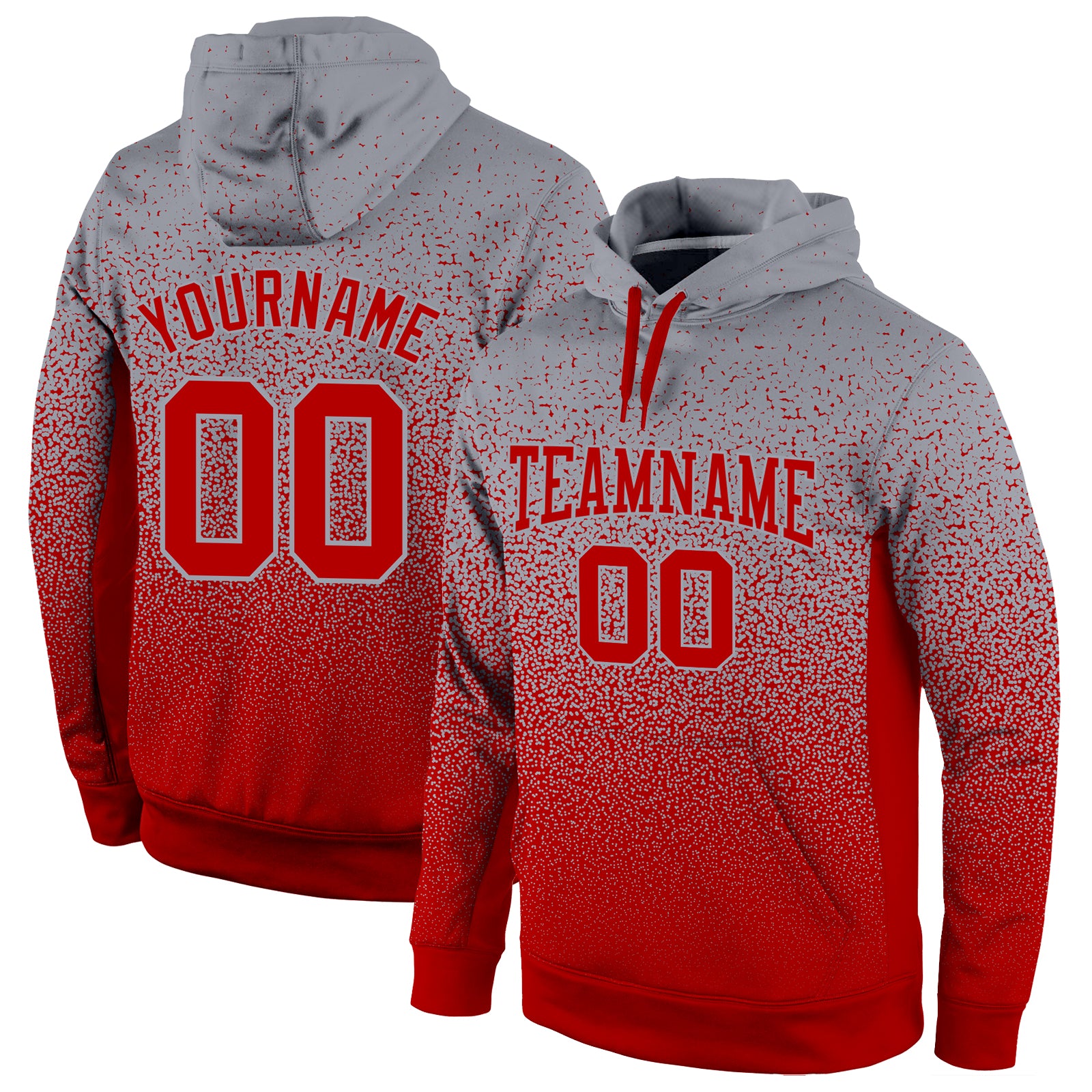 Gray Red Fade Custom Stitched Hoodie Pullover Sweatshirt for Fashion Sports Custom Stitched Gray Red Fade Fashion Sports