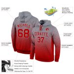 Gray Red Fade Custom Stitched Hoodie Pullover Sweatshirt for Fashion Sports Custom Stitched Gray Red Fade Fashion Sports