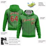 Custom Stitched 3D Pattern Green Red White Sports Hoodie Pullover Sweatshirt Custom Stitched Kelly Green Red Green-White