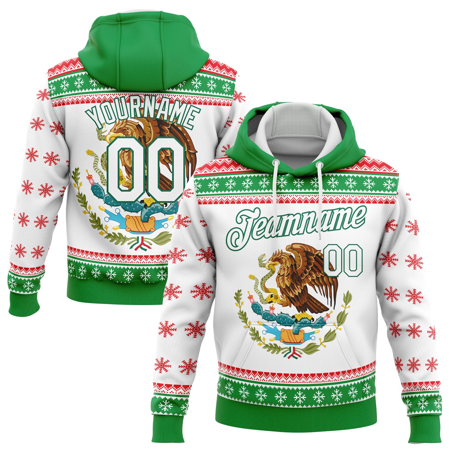 Custom Stitched Kelly Green White-Red 3D Mexican Flag Sports Pullover Sweatshirt Hoodie 3D Mexican Flag Hoodie Custom Stitched Kelly Green White-Red Sports Pullover Sweatshirt Custom Stitched Kelly Green White-Red