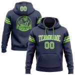 Navy Neon Green White Custom Stitched Football Hoodie Pullover Sweatshirt Custom Stitched Navy Neon Green-White Football