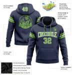 Navy Neon Green White Custom Stitched Football Hoodie Pullover Sweatshirt Custom Stitched Navy Neon Green-White Football