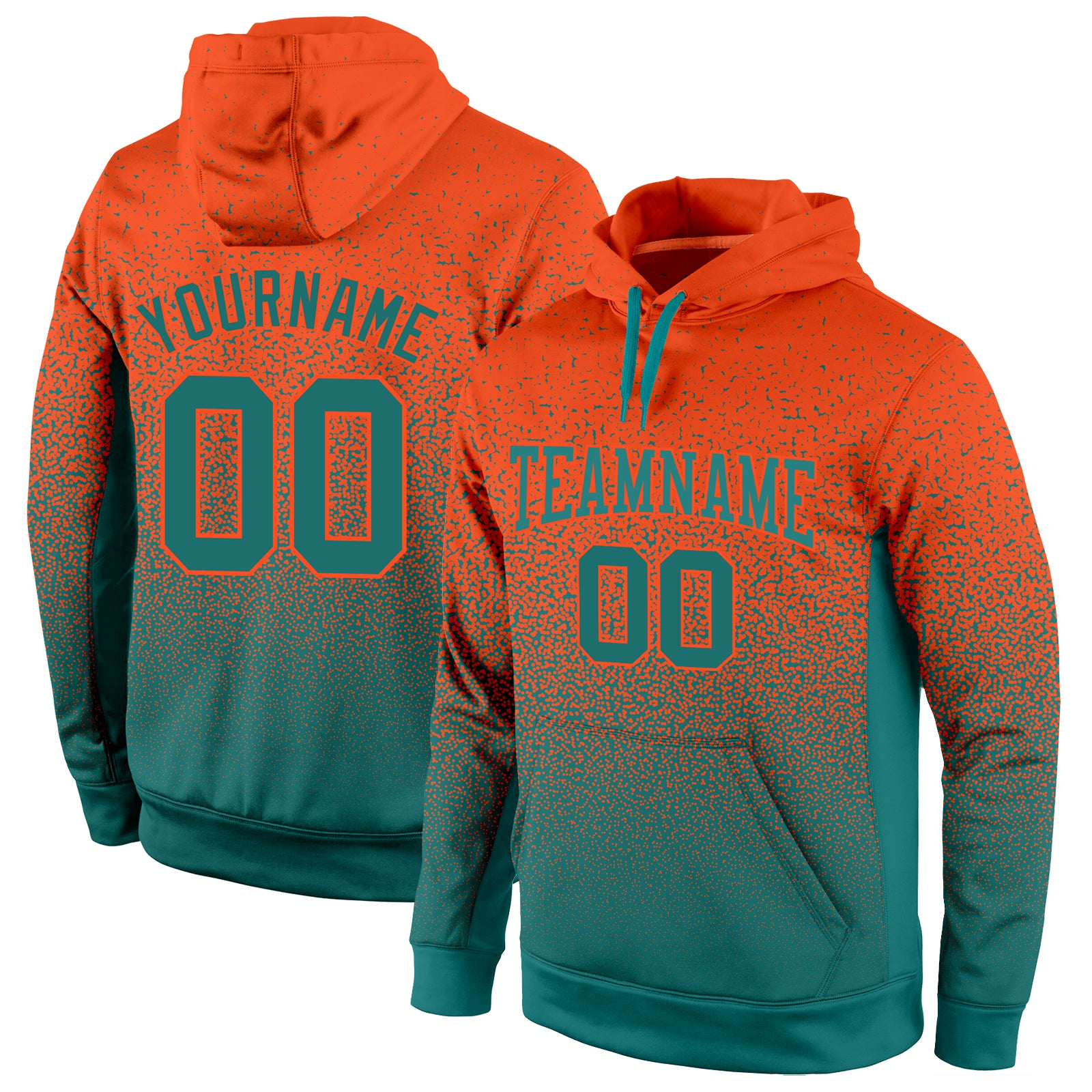 Orange Aqua Fade Custom Stitched Fashion Hoodie Pullover Sweatshirt Style 7723 Custom Stitched Orange Aqua Fade Fashion Sports