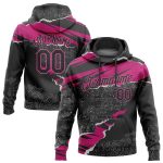 Custom Pink Black White 3D Pattern Sports Hoodie Sweatshirt Pullover Design Custom Stitched Pink Black-White 3D Pattern Design