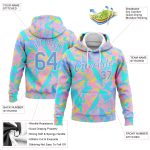 Custom Stitched 3D Pattern Abstract Hoodie in Pink Light Blue White Gradient - Sports Pullover Sweatshirt Custom Stitched
