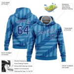 Powder Blue Royal-White 3D Pattern Sports Hoodie Pullover Sweatshirt Custom Stitched Design Custom Stitched Powder Blue Royal-White