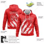 Red and White 3D Pattern Sports Hoodie, Custom Stitched Pullover Sweatshirt for Active Wear Custom Stitched Red Red-White
