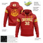 Custom Stitched Red White Gold Hoodie Pullover Sweatshirt for Football Fans Custom Stitched Red White-Gold Football Pullover