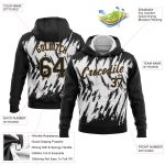 Custom 3D Pattern Sports Hoodie Pullover - Stitched White Black Old Gold Sweatshirt Custom Stitched White Black-Old Gold