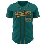 Teal Black Old Gold Baseball Jersey - Custom Authentic Style 8257 Custom Teal Black-Old Gold Authentic Baseball Jersey Style