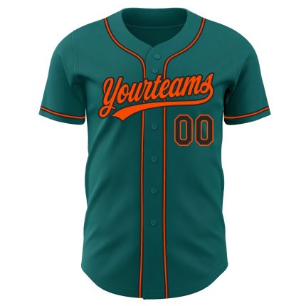 Teal Black-Orange Custom Authentic Baseball Jersey for Men and Women Custom Teal Black-Orange Authentic Baseball Jersey