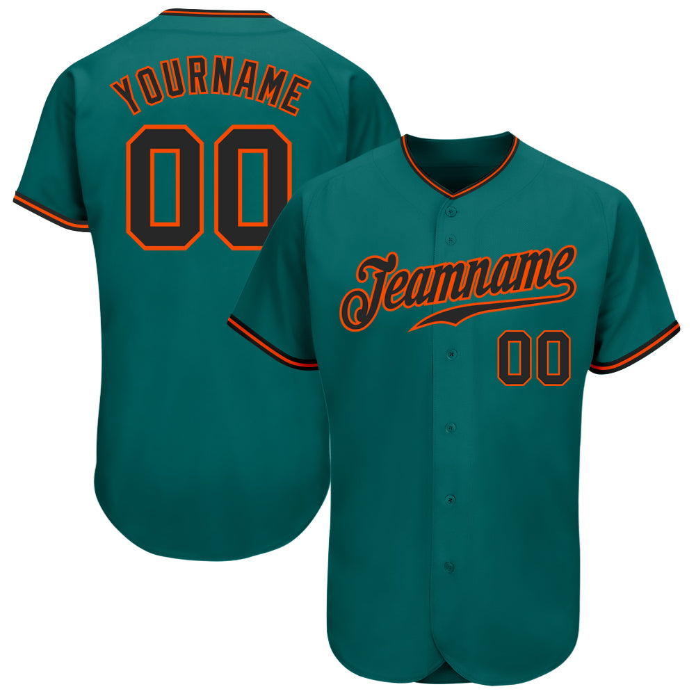 Custom Teal Black Orange Baseball Jersey - Authentic Style 4915 Custom Teal Black-Orange Authentic Baseball Jersey Style