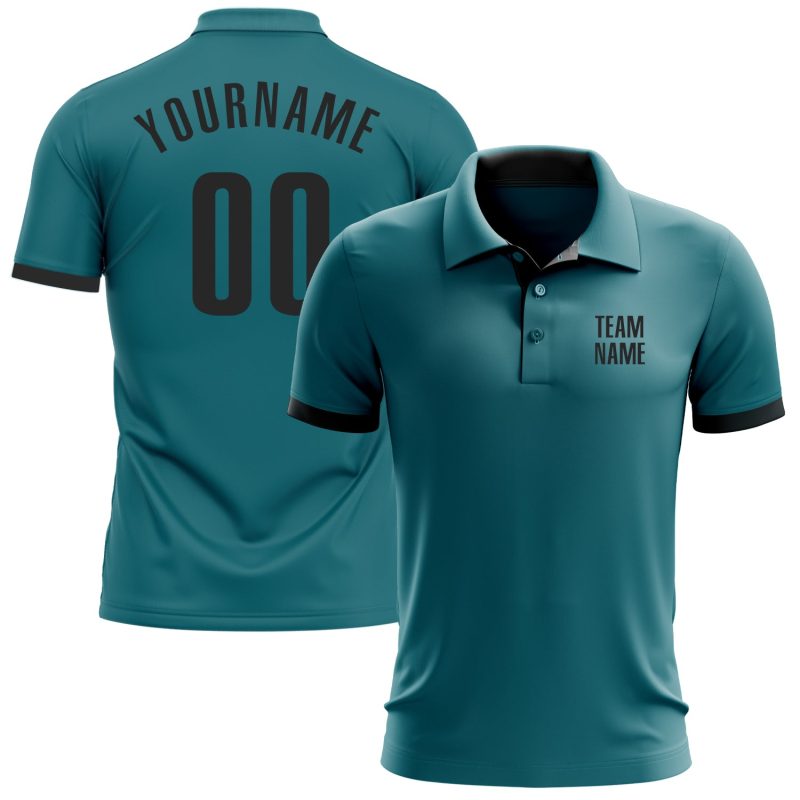 Teal Black Performance Golf Polo Shirt - Custom Fit for Men and Women Custom Teal Black Performance Golf Polo Shirt