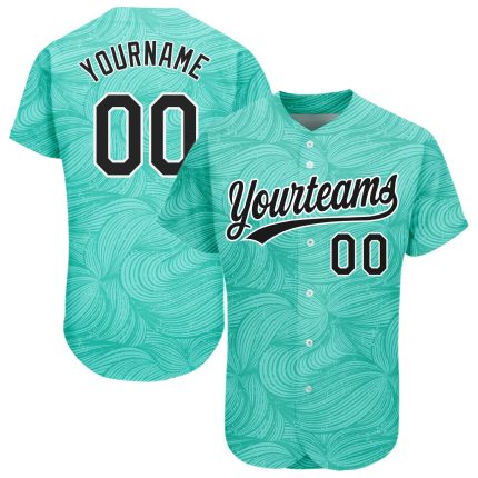 Teal Black White 3D Pattern Authentic Baseball Jersey Custom Design Custom Teal Black-White 3D Pattern Design Authentic Baseball