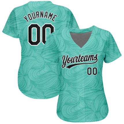 Teal Black White 3D Pattern Authentic Baseball Jersey Custom Design Custom Teal Black-White 3D Pattern Design Authentic Baseball
