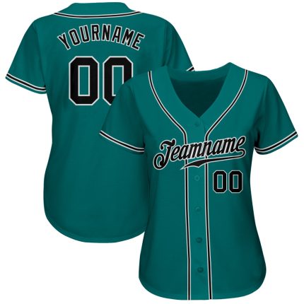 Custom Teal Baseball Jersey for Men - Black and White Design - Authentic Sports Gear Custom Teal Black-White Authentic Baseball