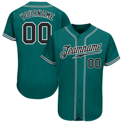 Custom Teal Baseball Jersey for Men - Black and White Design - Authentic Sports Gear Custom Teal Black-White Authentic Baseball
