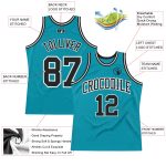 Custom Teal Black White Basketball Jersey | Authentic Throwback Style Custom Teal Black-White Authentic Throwback Basketball