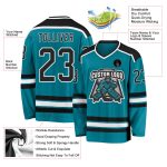 Custom Teal Hockey Jersey | Black and White Design | Personalized Hockey Apparel Custom Teal Black-White Hockey Jersey