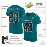 Custom Teal Black White Authentic Football Jersey - Mesh Design for Comfort Custom Teal Black-White Mesh Authentic Football