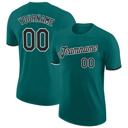 Custom Performance T-Shirt in Teal Black and White - Style 6901 Custom Teal Black-White Performance T-Shirt Style 6901