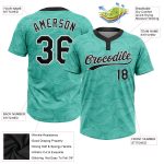 Custom Unisex Softball Jersey Two-Button Teal Black White Style 3822 Custom Teal Black-White Two-Button Unisex Softball Jersey