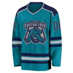 Teal Gray-Navy Custom Hockey Jersey for Men and Women - Personalized Sports Apparel Custom Teal Gray-Navy Hockey Jersey