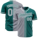 Teal Gray White Fade Authentic Baseball Jersey Custom Design Fashion Custom Teal Gray-White Authentic Fade Fashion Baseball