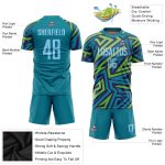 Teal Light Blue and Kelly Green Sublimation Soccer Jersey - Custom Uniform Custom Teal Light Blue-Kelly Green Sublimation