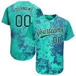 Teal Midnight Green Cream 3D Pattern Authentic Baseball Jersey Custom Design Custom Teal Midnight Green-Cream 3D Pattern