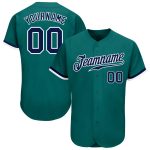 Custom Teal Navy White Authentic Baseball Jersey for Men and Women, Personalized Sports Team Apparel Custom Teal Navy-White
