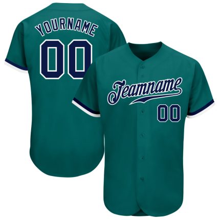 Custom Teal Navy White Authentic Baseball Jersey for Men and Women, Personalized Sports Team Apparel Custom Teal Navy-White