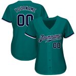 Custom Teal Navy White Authentic Baseball Jersey for Men and Women, Personalized Sports Team Apparel Custom Teal Navy-White