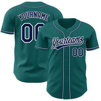 Teal Navy White Custom Baseball Jersey Authentic Style 7513 Custom Teal Navy-White Authentic Baseball Jersey Style 7513